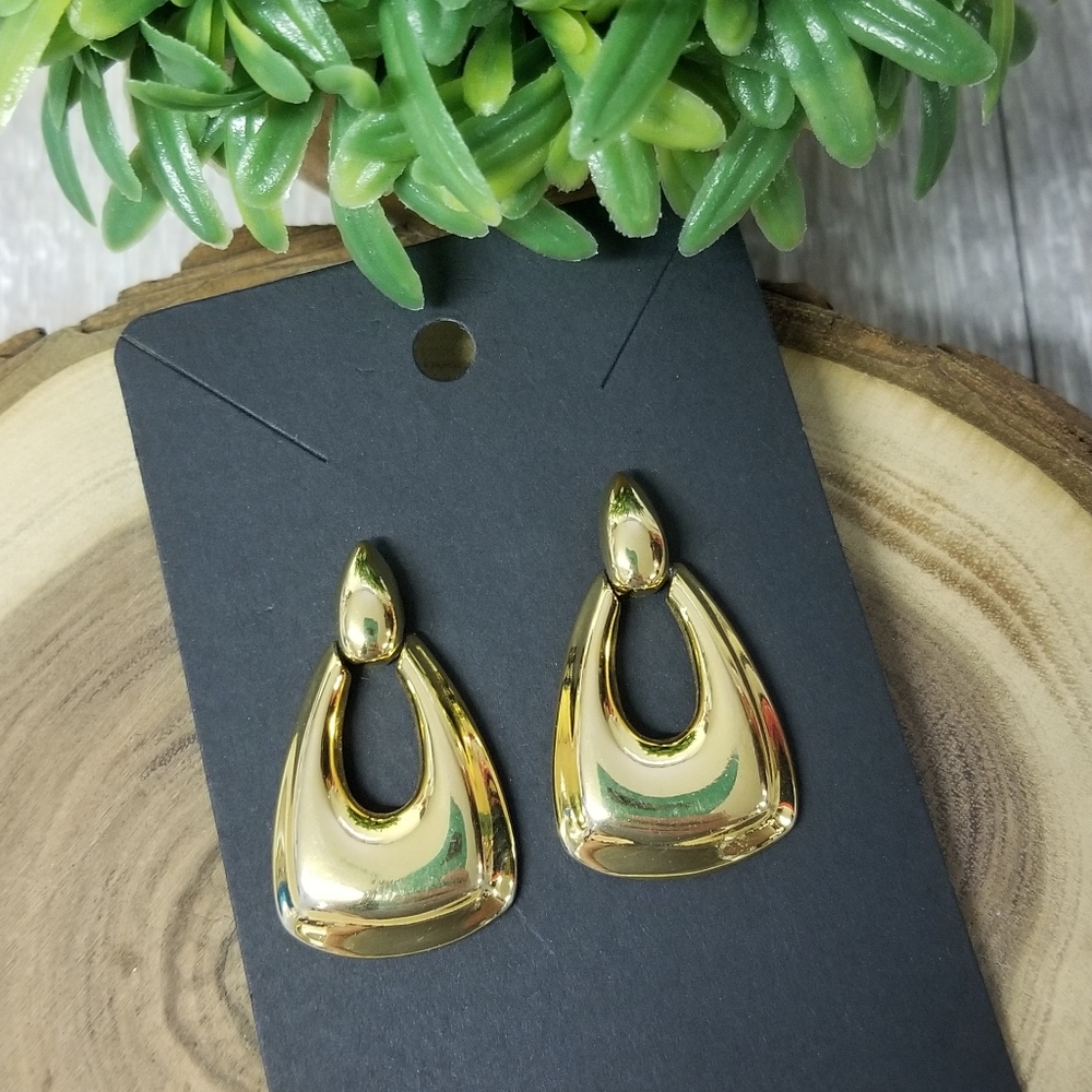 Vintage Goldtone Doorknocker Earrings - Picture 2 of 5
